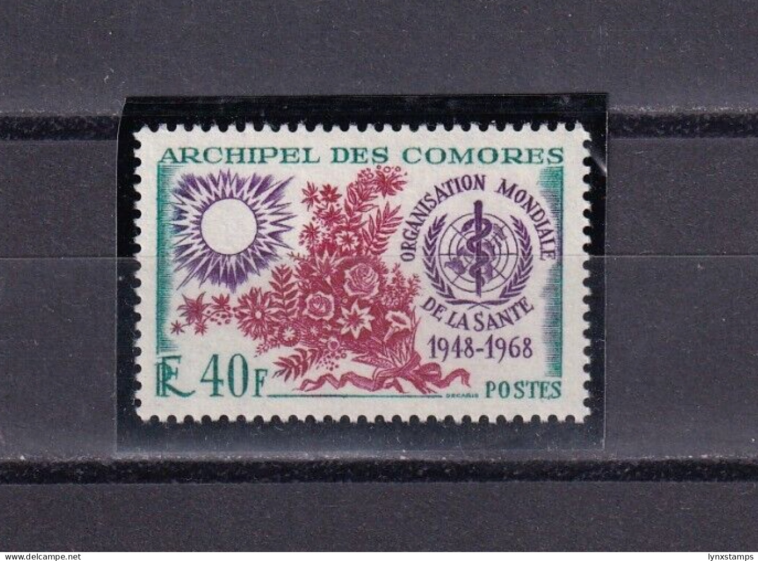 SA06c Comoros 1968 W.H.O. - 20th Anniversary Mint Stamp - Comores (1975-...)