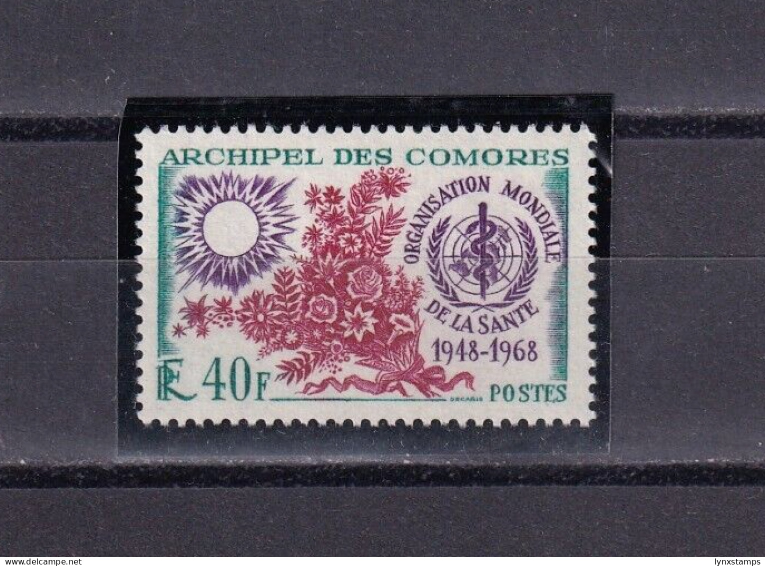 SA06c Comoros 1968 W.H.O. - 20th Anniversary Mint Stamp - Komoren (1975-...)