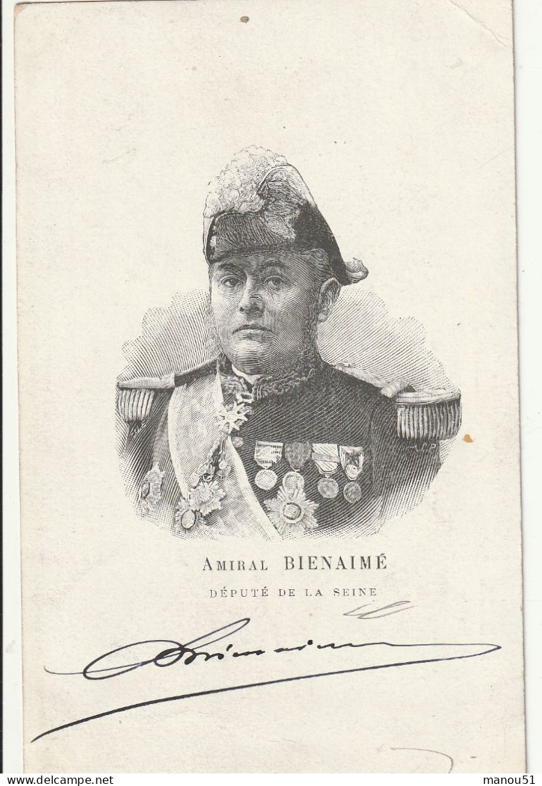 Amiral BIENAIME  Député De La Seine  - Carte Signée - Personnages