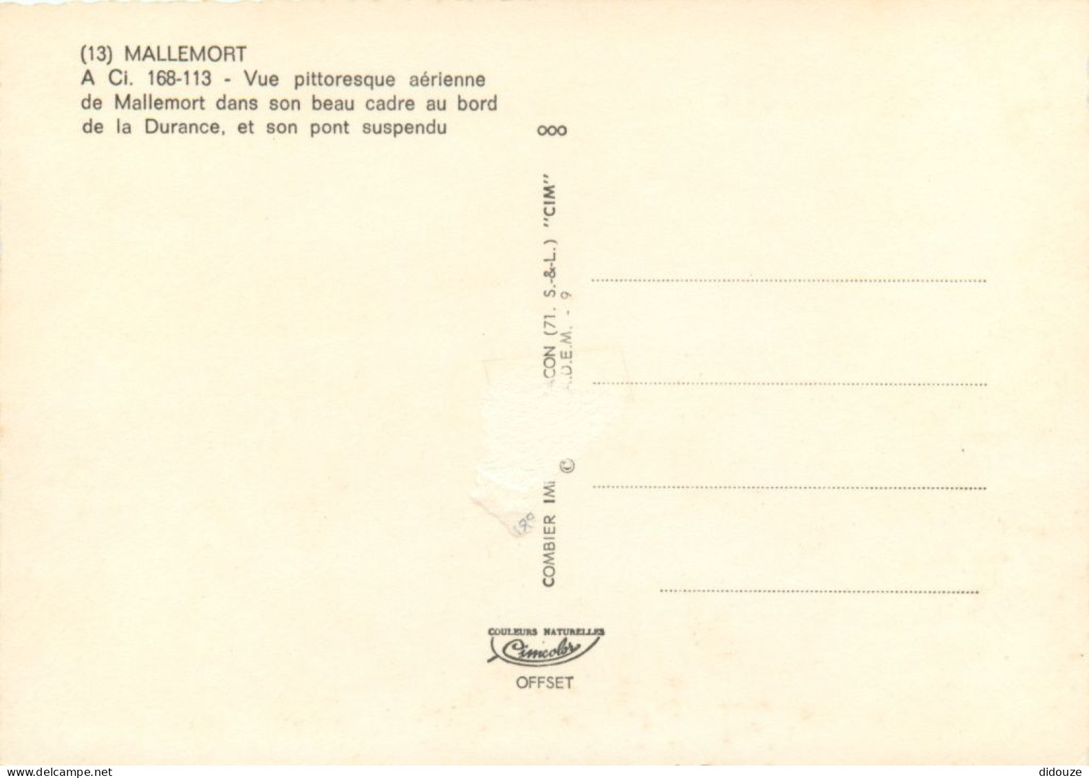 13 - Mallemort En Provence - Vue Générale Aérienne - CPM - Voir Scans Recto-Verso - Mallemort