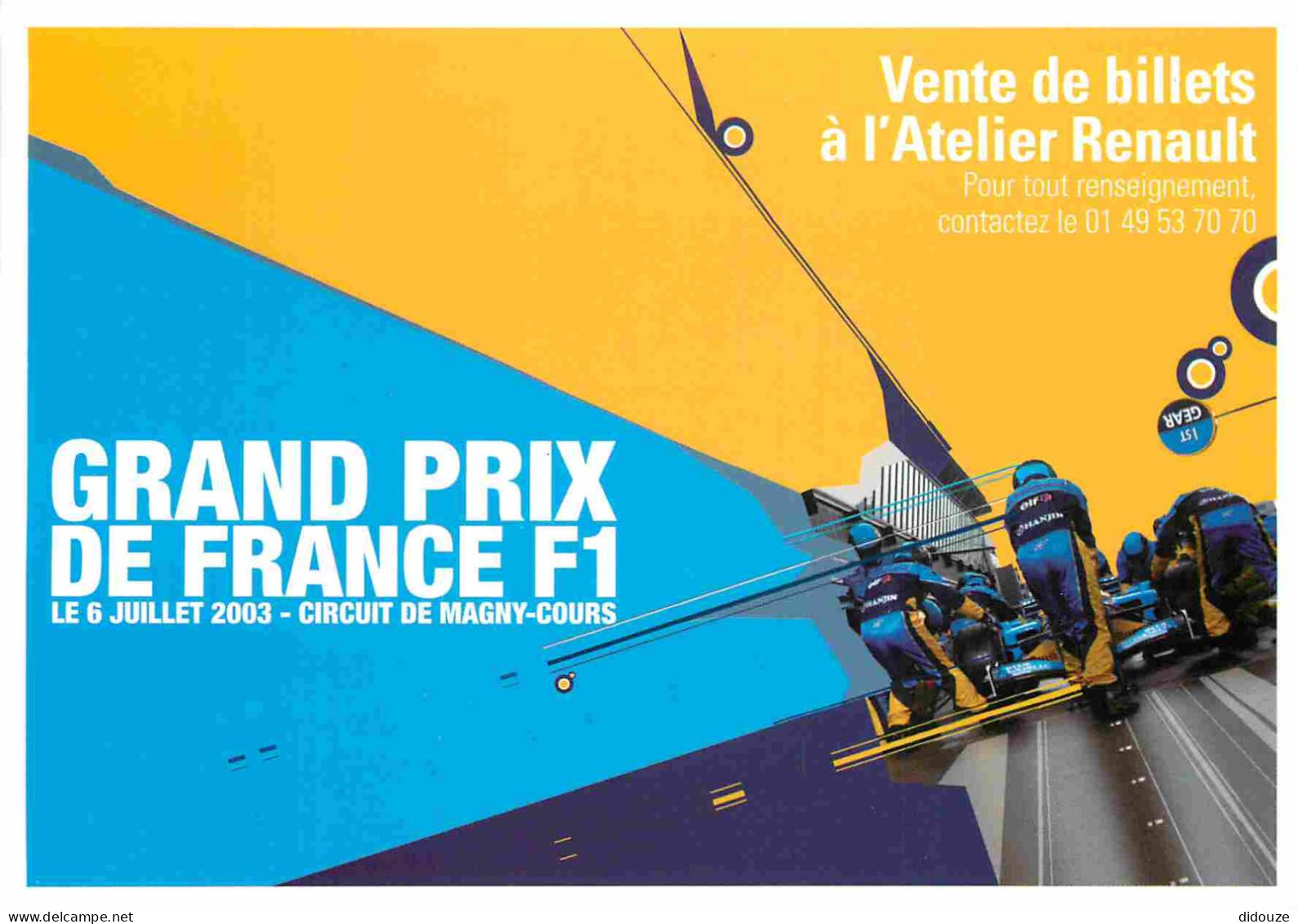 Automobiles - Formule 1 - Grand Prix De France 2003 - Circuit De Magny-Cours - Carte Publicitaire De L'Atelier Renault - - Grand Prix / F1