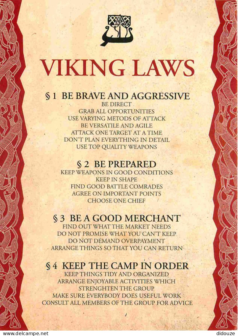 Norvège - Viking Laws - Lois Vikings - Vikinglova - Lyrics From The Wisdom Of The Vikings - Norge - Norway - CPM - Carte - Norway