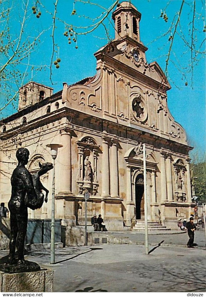06 - Vallauris - L'Eglise Et La Statue L'Homme Au Mouton De Pablo Picasso - CPM - Carte Neuve - Voir Scans Recto-Verso - Vallauris