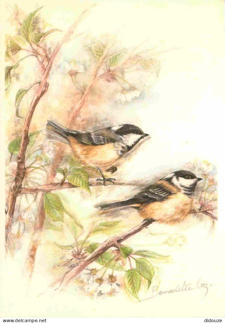 Animaux - Oiseaux - Art Peinture - Bernadette Loz - Mésanges - CPM - Voir Scans Recto-Verso - Birds