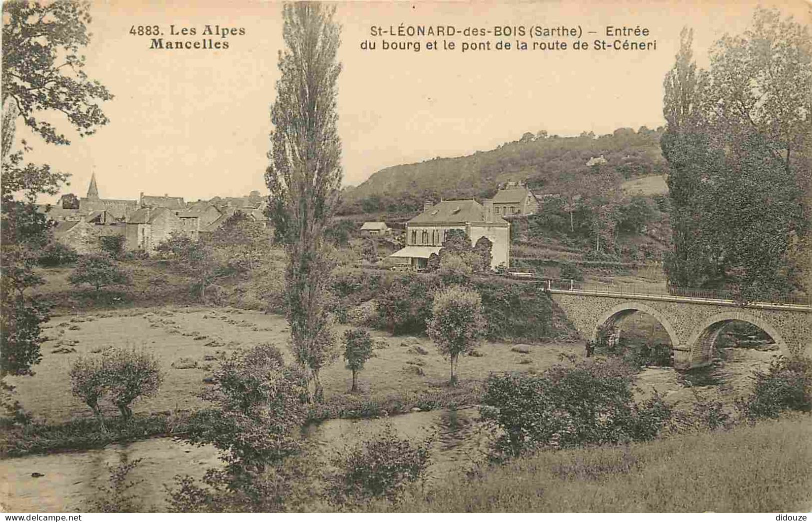 72 - Saint Léonard Des Bois - Entrée Du Bourg Et Le Pont De La Route De St-Céneri - Alpes Mancelles - CPA - Voir Scans R - Saint Leonard Des Bois