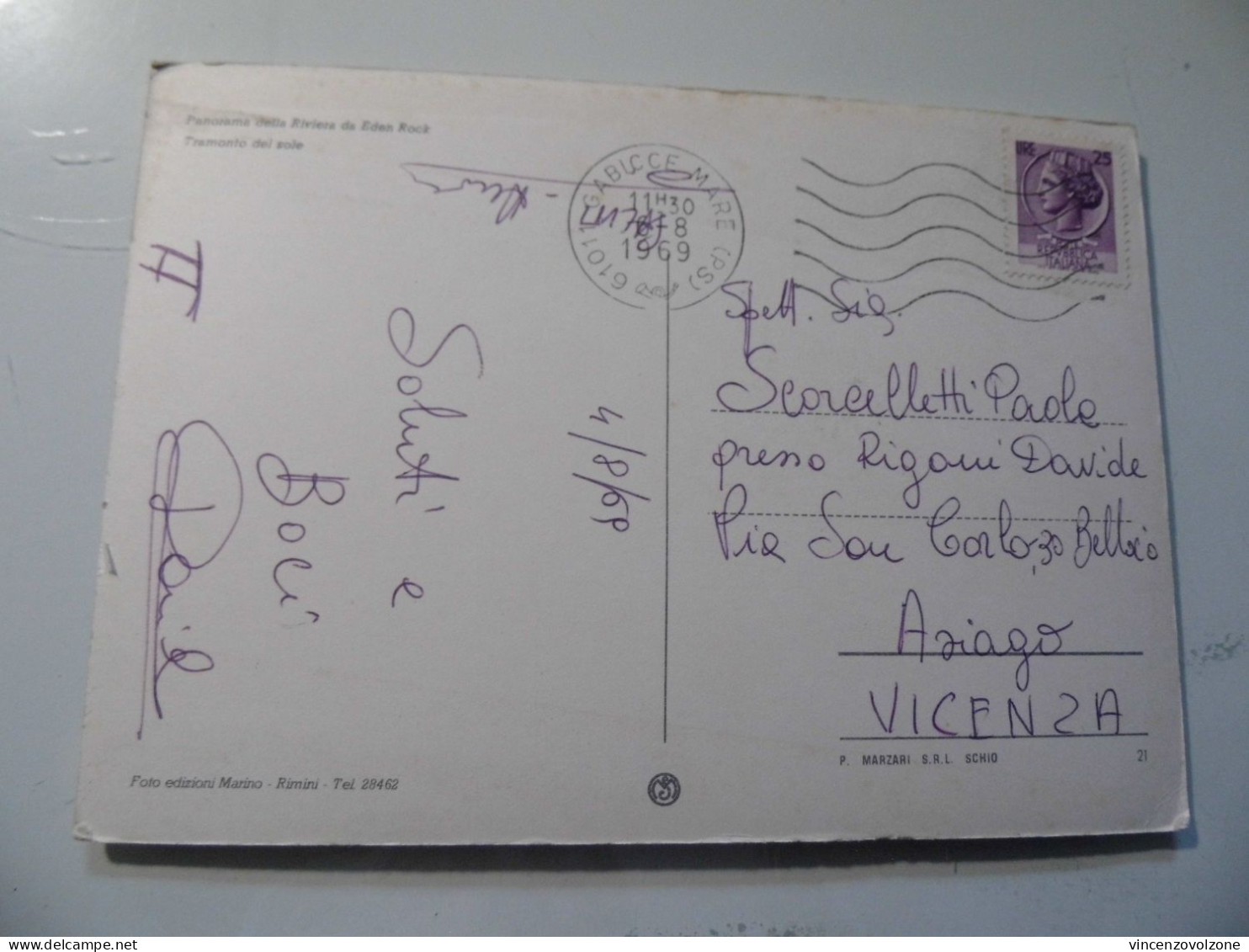 Cartolina Viaggiata "GABICCE RIVIERA" Vedutine 1969 - Pesaro