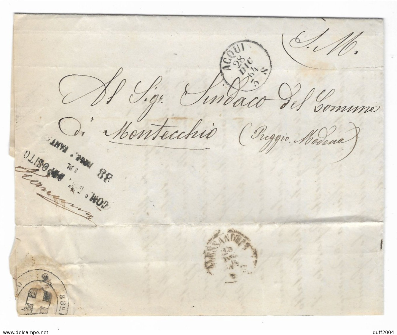 DA ACQUI A MONTECCHIO - 28.12.1864. - 1. ...-1850 Prephilately