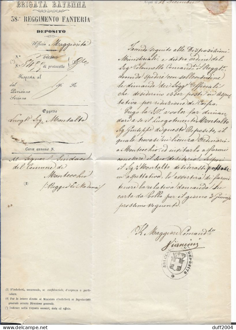 DA ACQUI A MONTECCHIO - 28.12.1864. - ...-1850 Préphilatélie