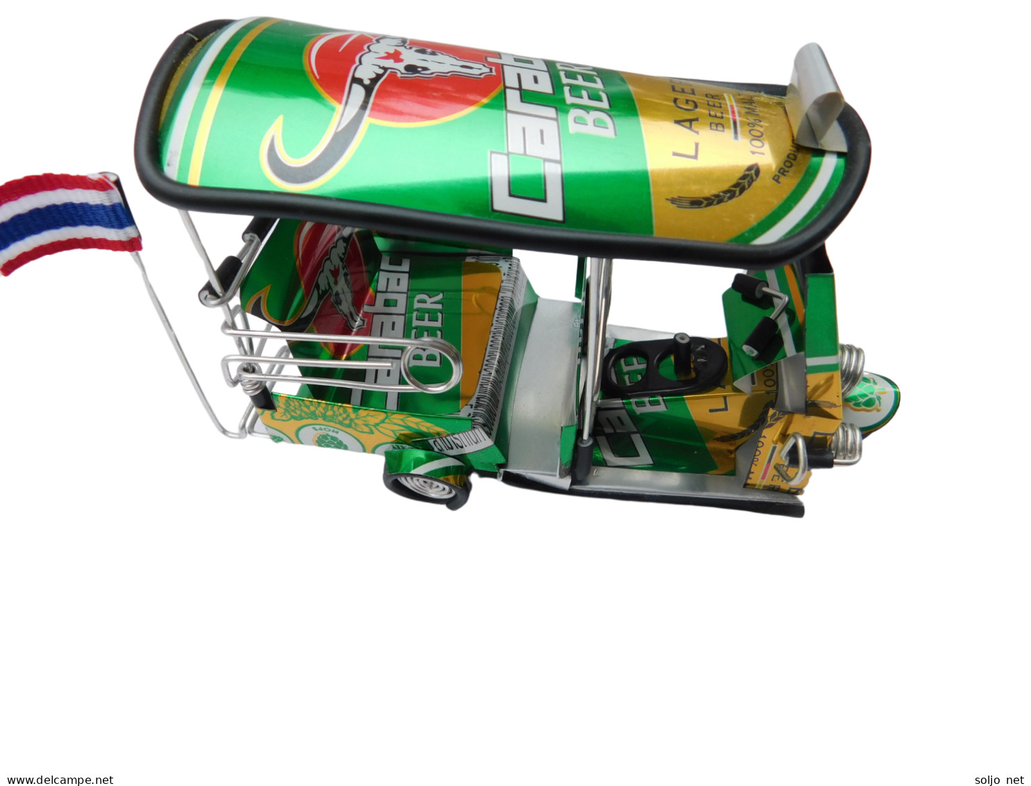 *** Carabao Beer Lager *** Detailgetreue Handgefertigte Nachbildung: TUK TUK Taxi Aus Thailand - 14x7x6 Cm - Moto