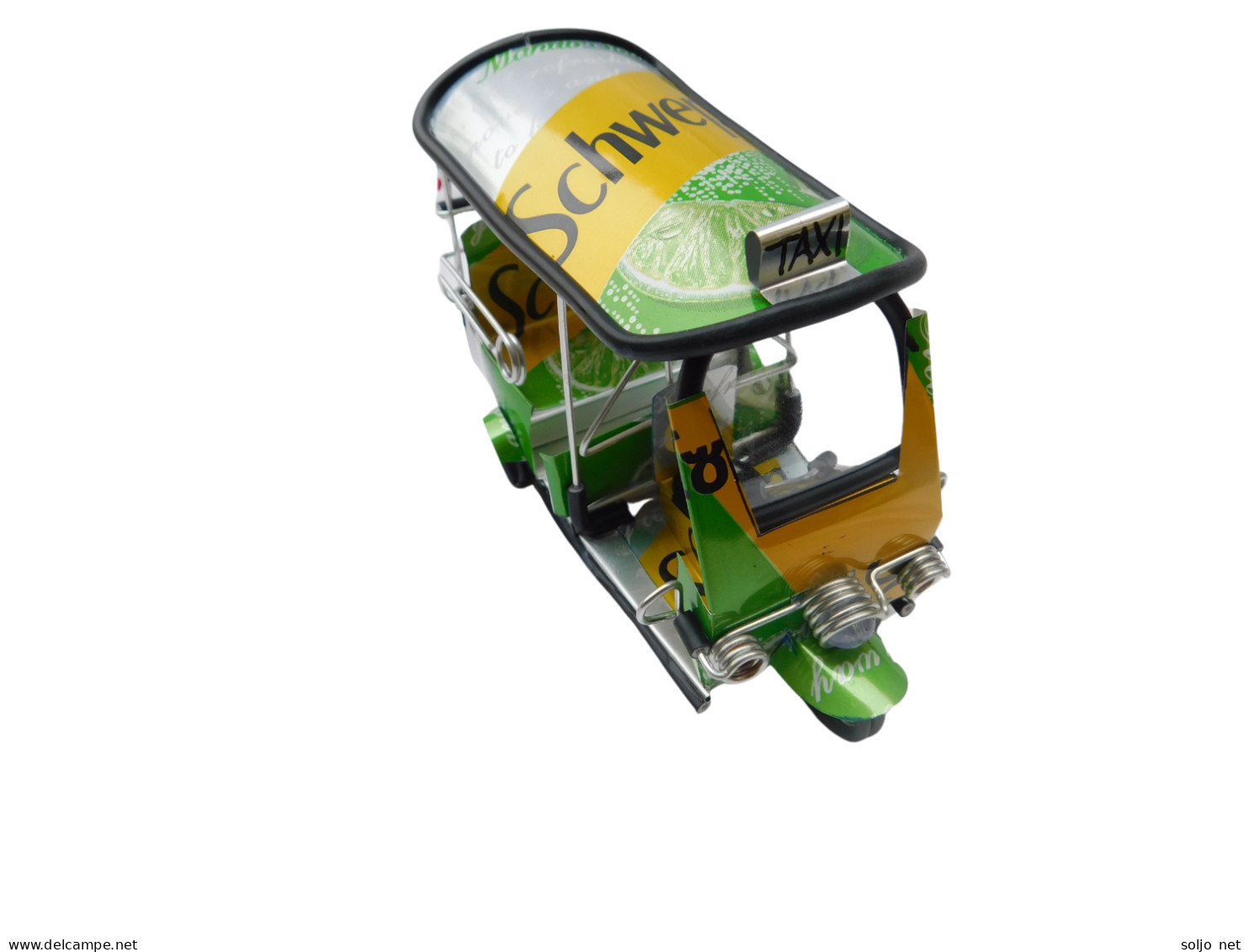 *** Schweppes Lemon *** Detailgetreue Handgefertigte Nachbildung: TUK TUK Taxi Aus Thailand - 14x7x6 Cm - Motorräder