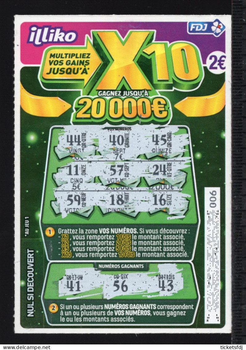 Grattage ILLIKO - X10 63801 - FRANCAISE DES JEUX - Billetes De Lotería