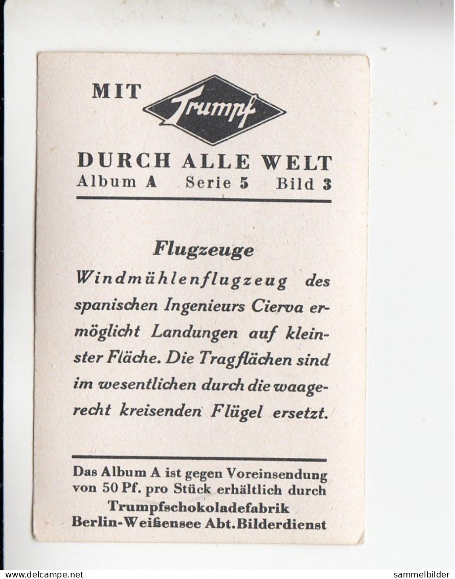 Mit Trumpf Durch Alle Welt Flugzeuge Windmühlerflugzeug Ingenieurs Cierva Spanien     A Serie 5 #3 Von 1933 - Autres Marques