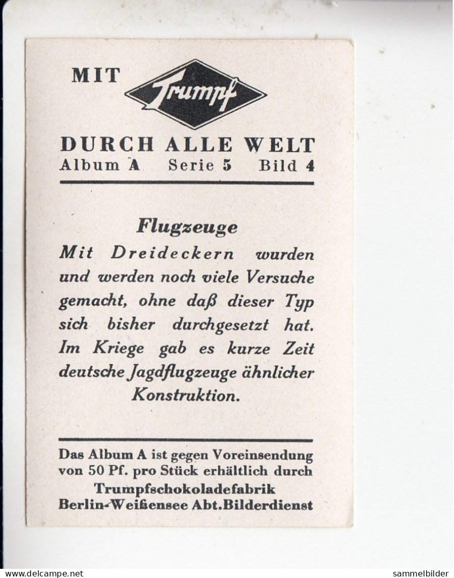 Mit Trumpf Durch Alle Welt Flugzeuge Dreidecker     A Serie 5 #4 Von 1933 - Autres Marques