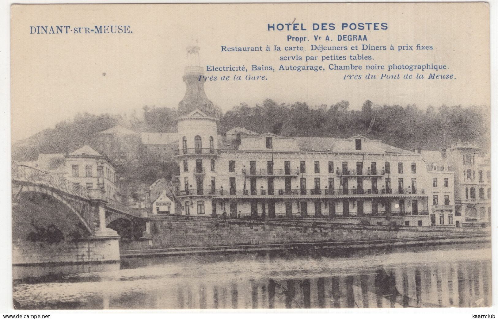 Dinant-sur-Meuse.. Hotel Des Postes, Propr. Ve. A. Degraa - Restaurant à La Carte - (Belgique/België) - Dinant