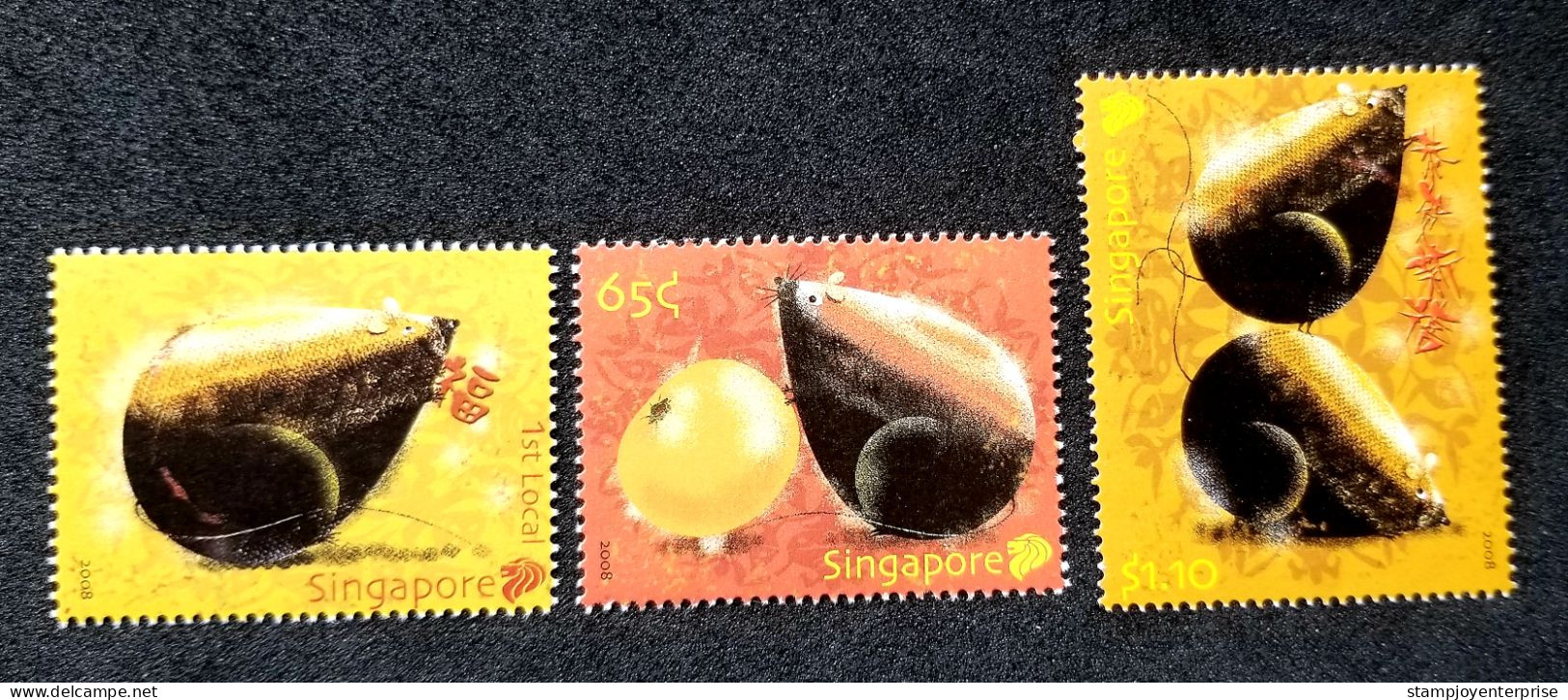 Singapore Year Of The Rat 2008 New Year Greeting Chinese Lunar Zodiac (stamp) MNH - Singapore (1959-...)