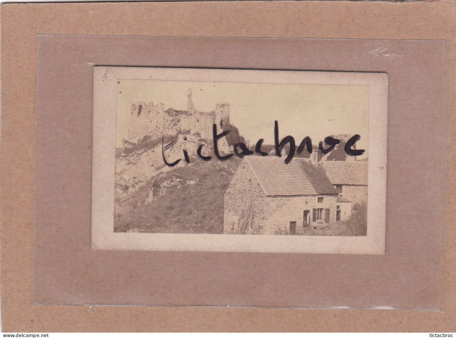 Ancienne Photographie XIXe CDV Jules Hallez Dinant Château De Montaigle Vue Des Mines Falaën Onhaye Wallonie Belgique - Places