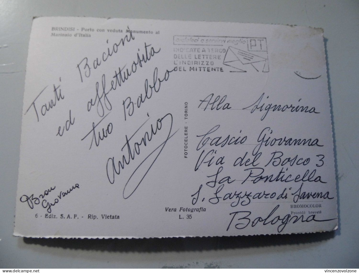 Cartolina Viaggiata "BRINDISI  Porto Con Veduta Monumento Al Marinaio D'Italia" 1963 - Brindisi