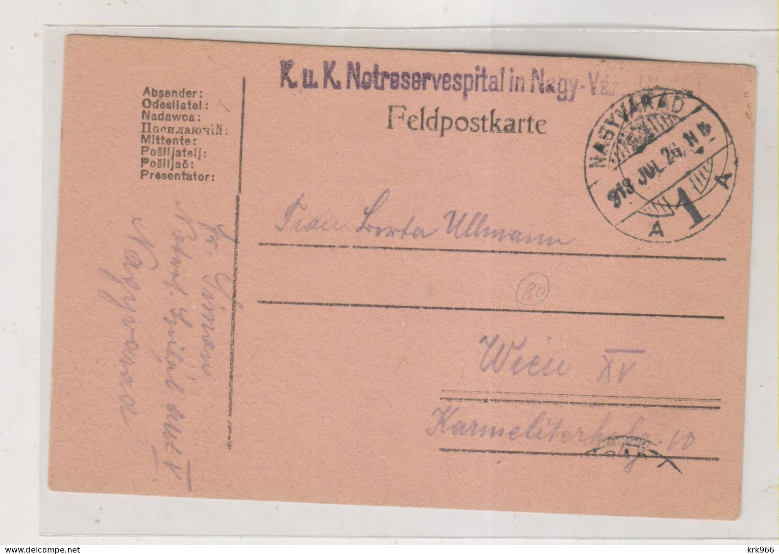 HUNGARY. ROMANIA NAGYVARAD ORADEA 1918 Nice Military Stationery - Lettres & Documents