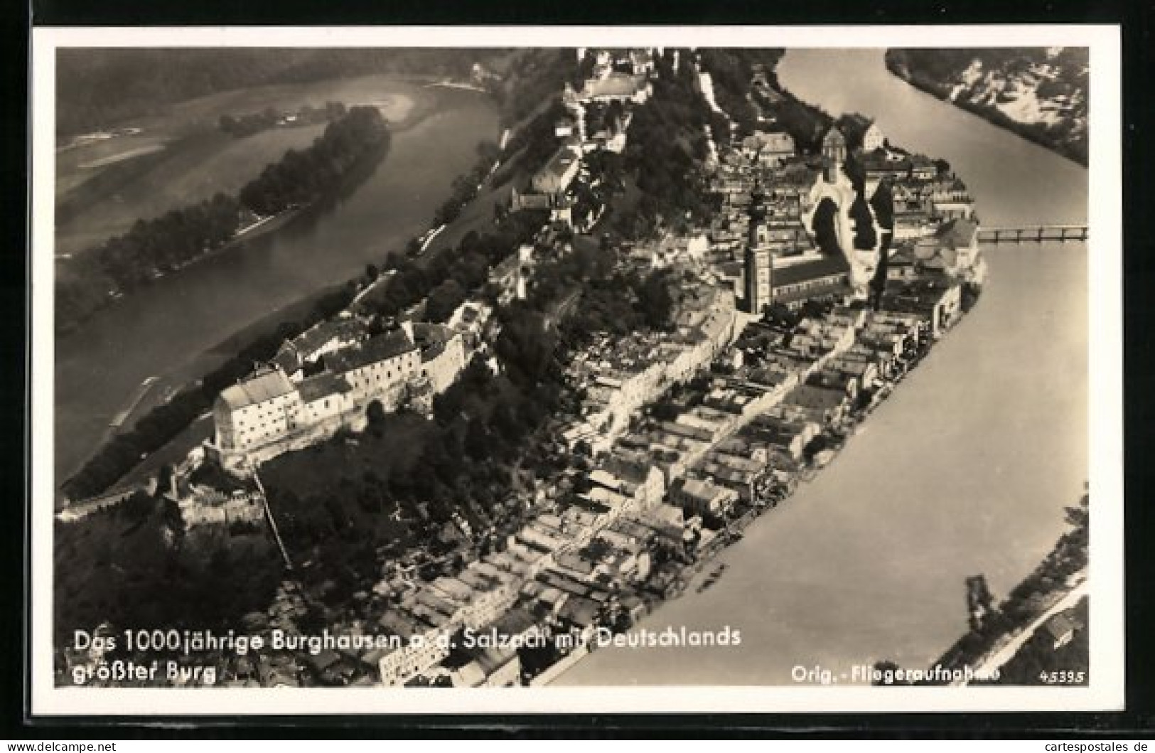 AK Burghausen A. D. Salzach, Fliegeraufnahme Des Ortes Mit Burg  - Burghausen