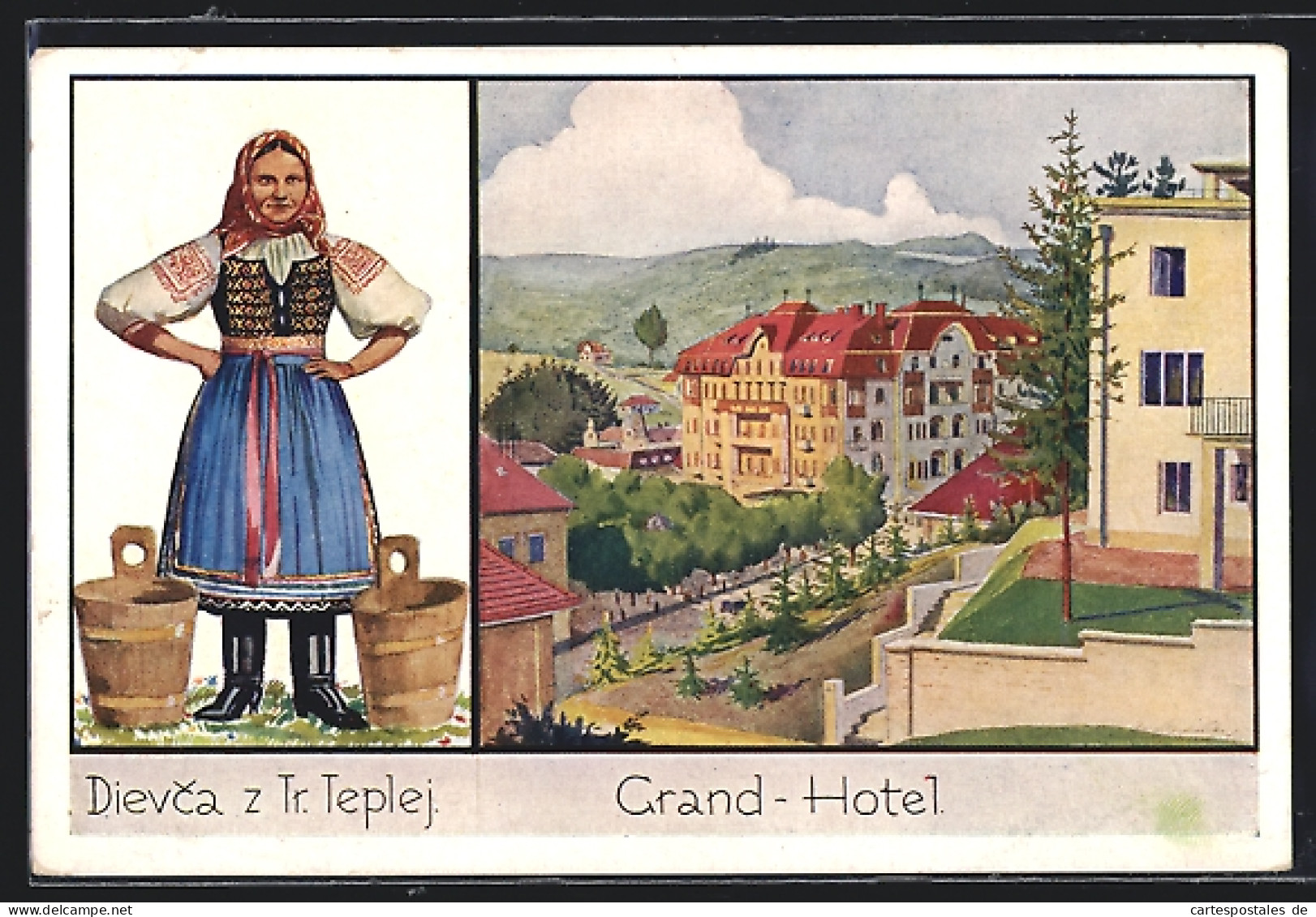 Künstler-AK Trencenteplic, Grand-Hotel  - Slovaquie
