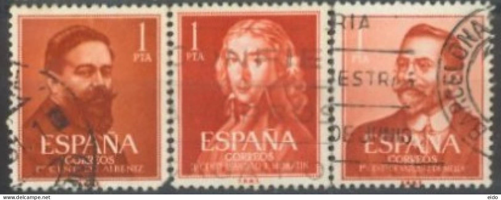 SPAIN, 1960/61, CELEBRITIES STAMPS SET OF 3, USED. - Oblitérés