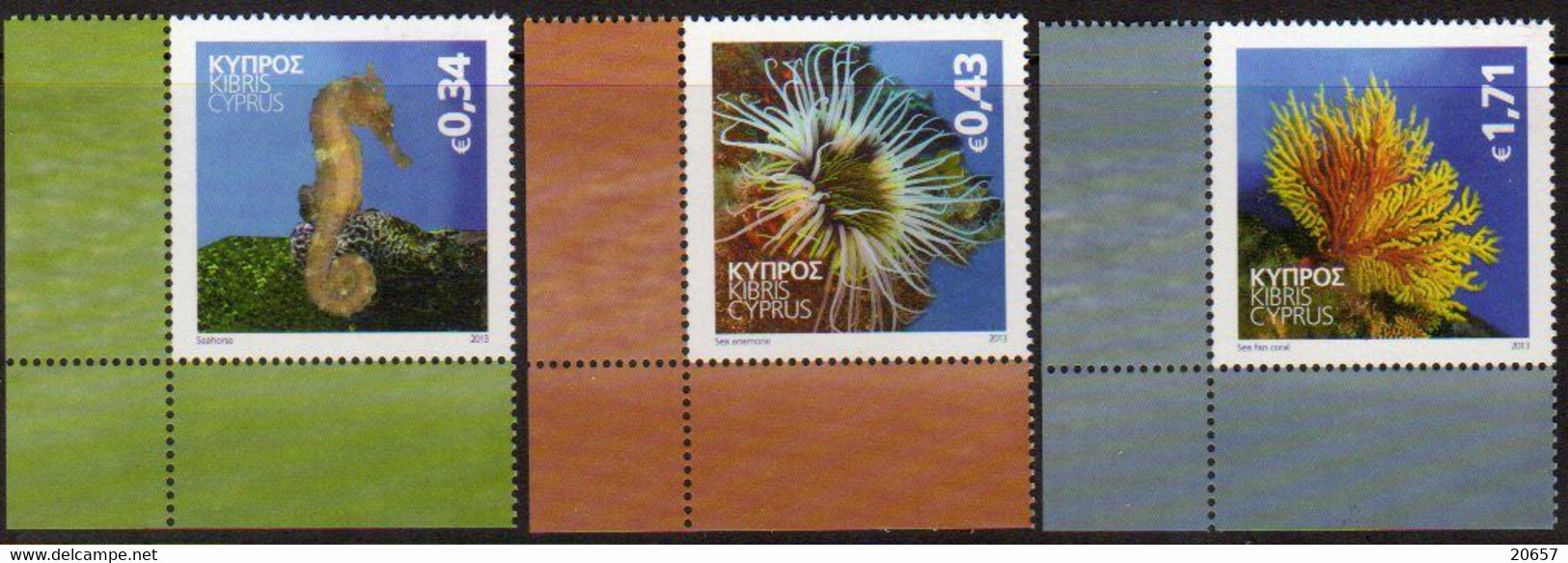 Chypre Cyprus 1266/68 Hippocampe, Anémone, Corail Gorgones - Vie Marine