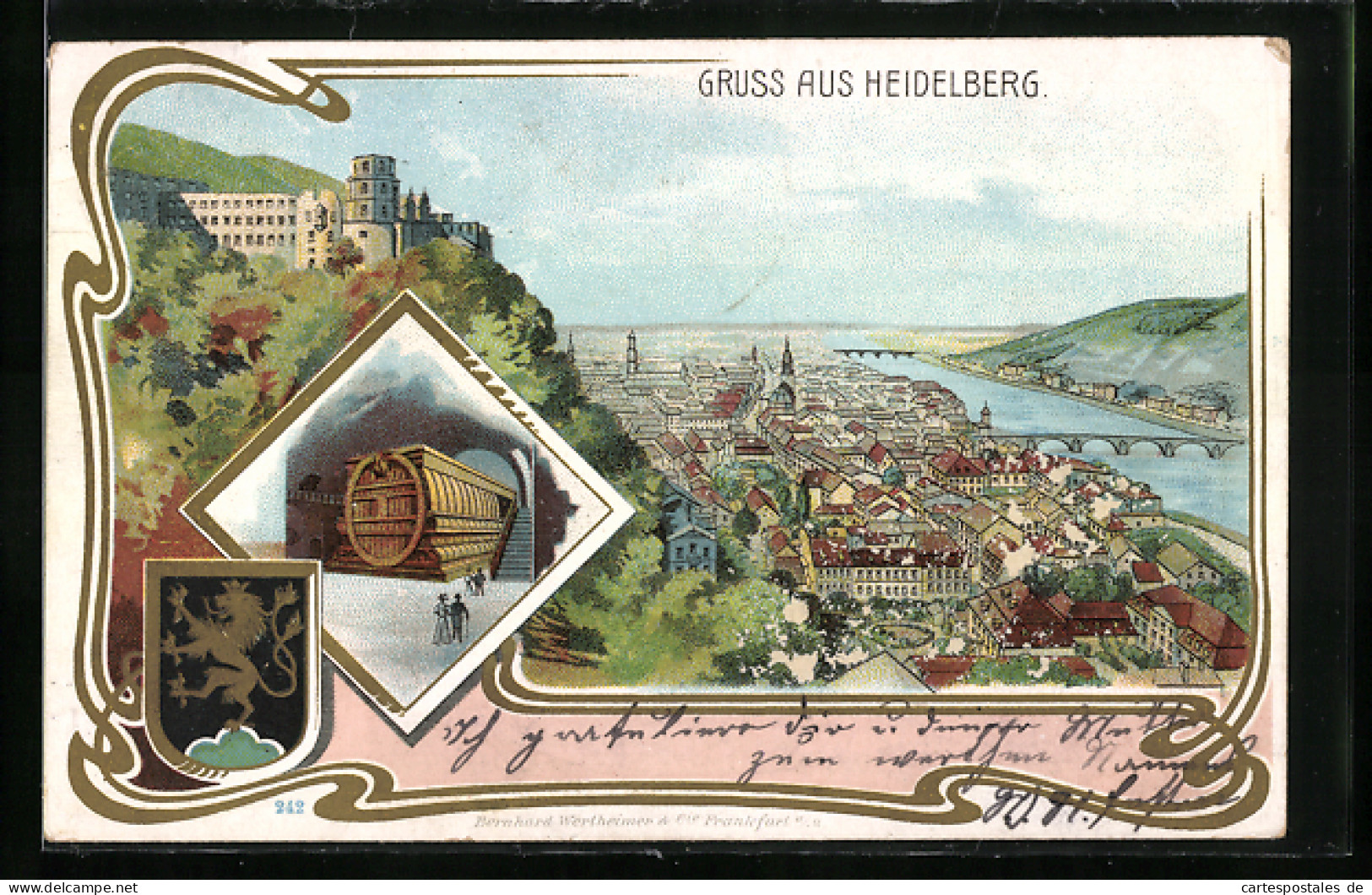 Lithographie Heidelberg, Totalansicht Aus Der Vogelschau  - Heidelberg
