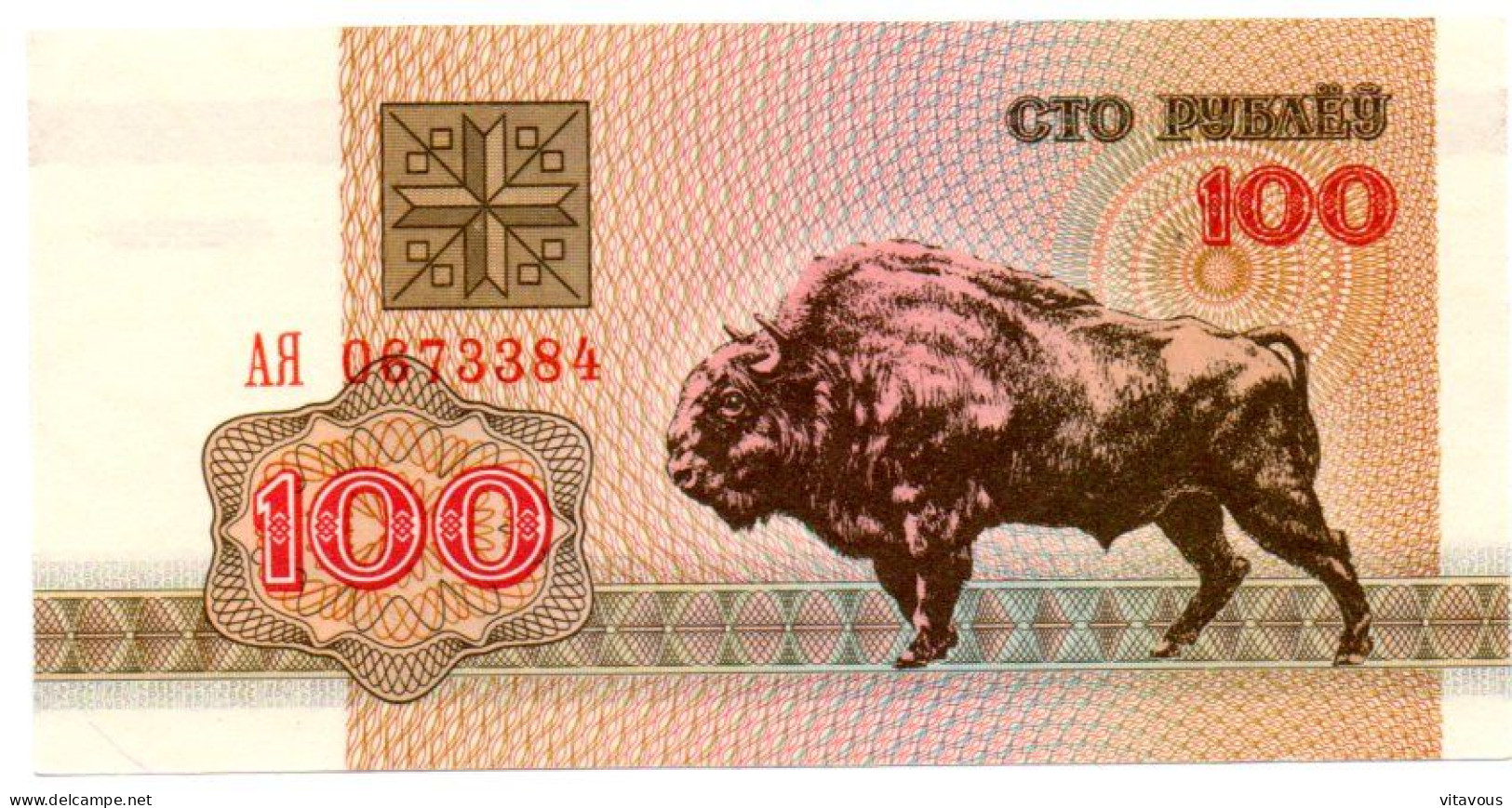 Belarus Billet Banque 100 ROUBLE Bank-note Banknote Buffle - Wit-Rusland