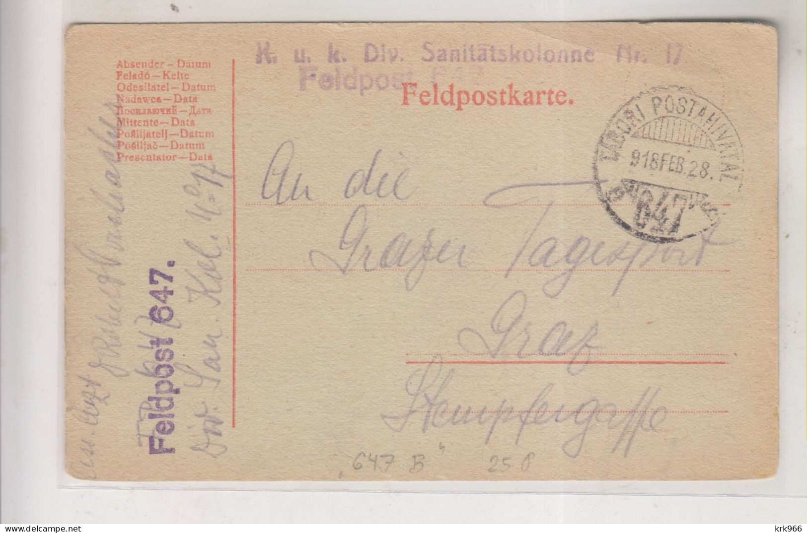 AUSTRIA  HUNGARY WW I 1918  Nice Military Stationery - Brieven En Documenten