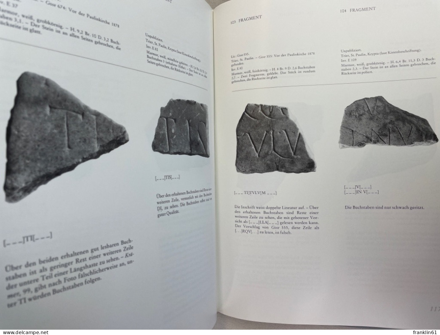 Katalog Der Frühchristlichen Inschriften Des Bischöflichen Dom- Und Diözesanmuseums Trier. - Other & Unclassified