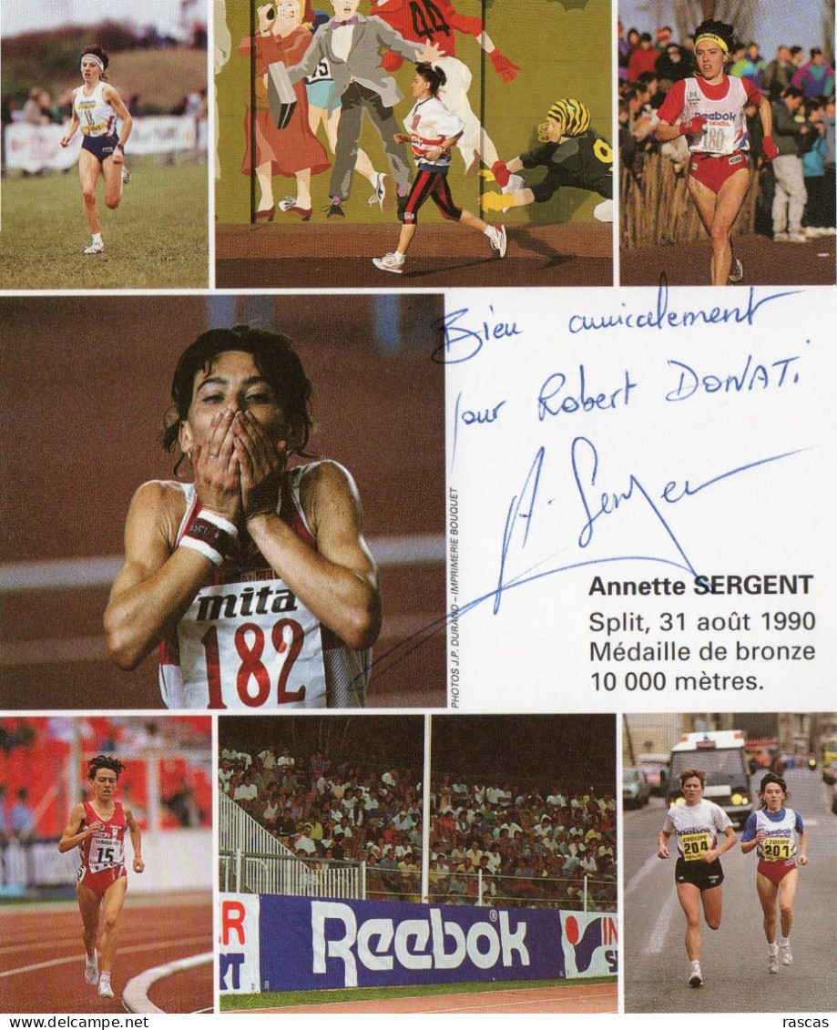 PHOTO GRAND FORMAT 1 - ENV 1 - SPORT - ATHLETISME - PHOTO DEDICACEE DE LA FRANCAISE ANNETTE SERGENT - 10000 M SPLIT 1990 - Signiert