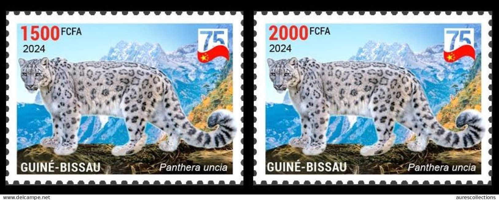 GUINEA BISSAU 2024 SET 2V - CHINA DIPLOMATIC RELATIONS - SNOW LEOPARD DE NEIGE - MNH - Big Cats (cats Of Prey)