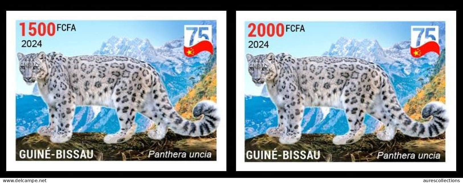 GUINEA BISSAU 2024 IMPERF SET 2V - CHINA DIPLOMATIC RELATIONS - SNOW LEOPARD DE NEIGE - MNH - Felinos