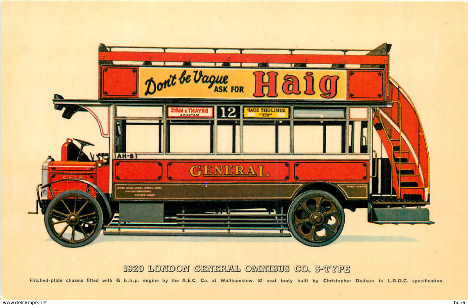1920 LONDON GENERAL OMNIBUS  CO. S-TYPE - COLLECTORS REPRODUCTION - Bus & Autocars