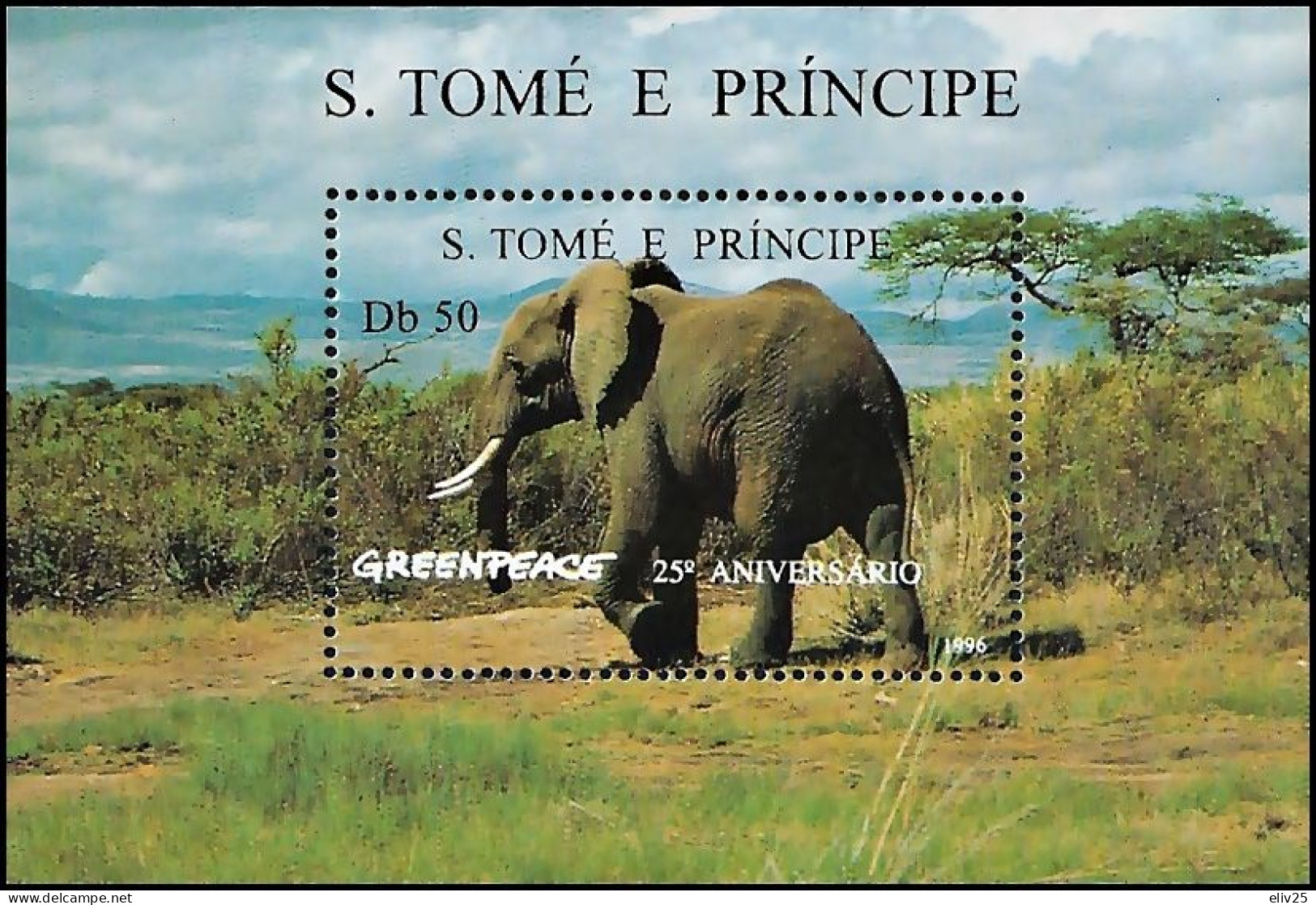 Sao Tomé And Príncipe (Saint Thomas) 1996, Animals African Elephant - S/s MNH - Elephants