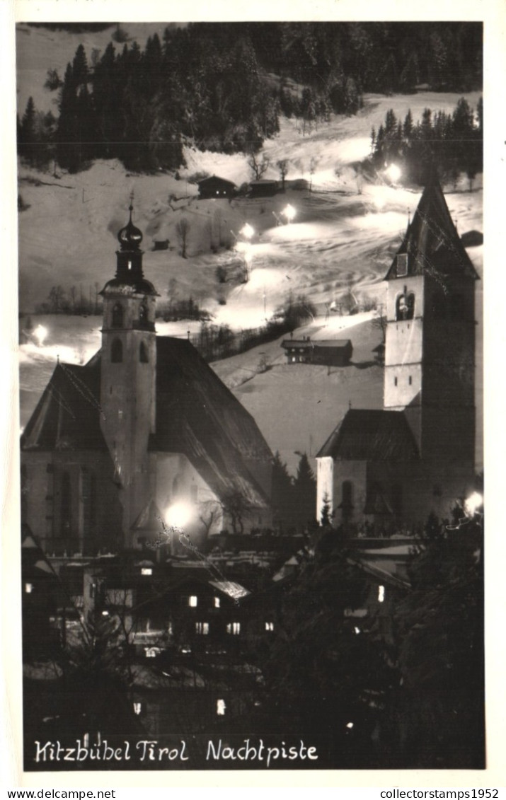 KITZBUHEL, TIROL, ARCHITECTURE, CHURCH, TOWER, NIGHT, AUSTRIA, POSTCARD - Kitzbühel