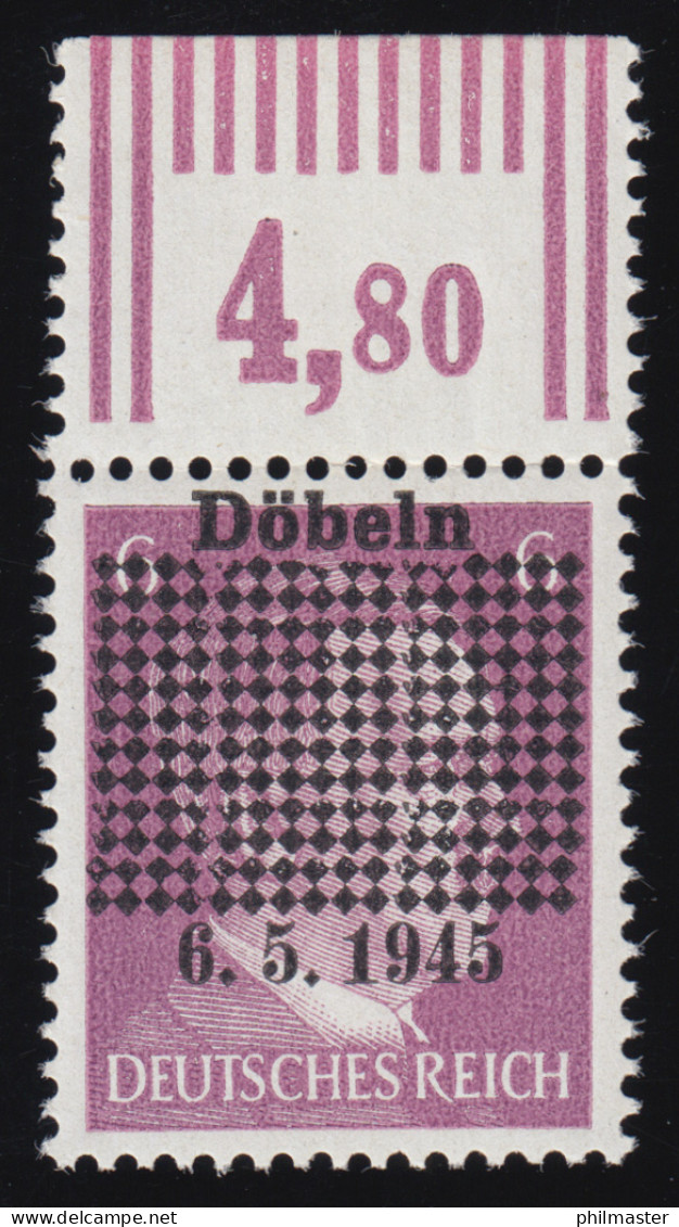 Döbeln 1b 6 Pf. Gitterüberdruck Mit Datum 6.5.1945, Oberrand, Postfrisch ** - Ungebraucht