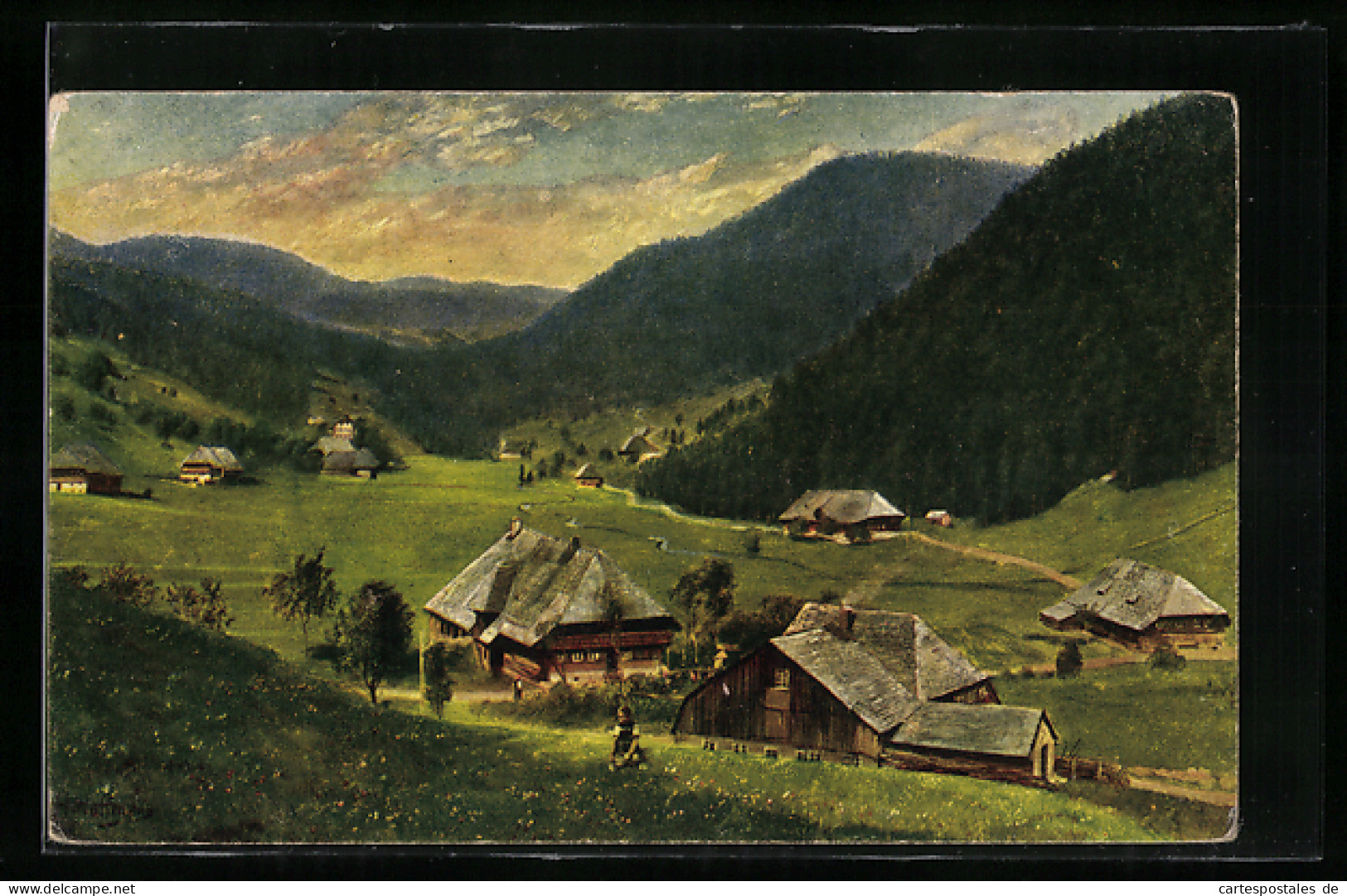 Künstler-AK Heinrich Hoffmann: Hinter-Todtmoos, Panorama  - Todtmoos