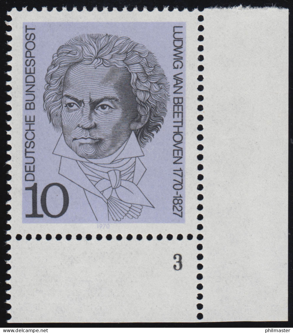 616 Beethoven 10 Pf ** FN3 - Unused Stamps