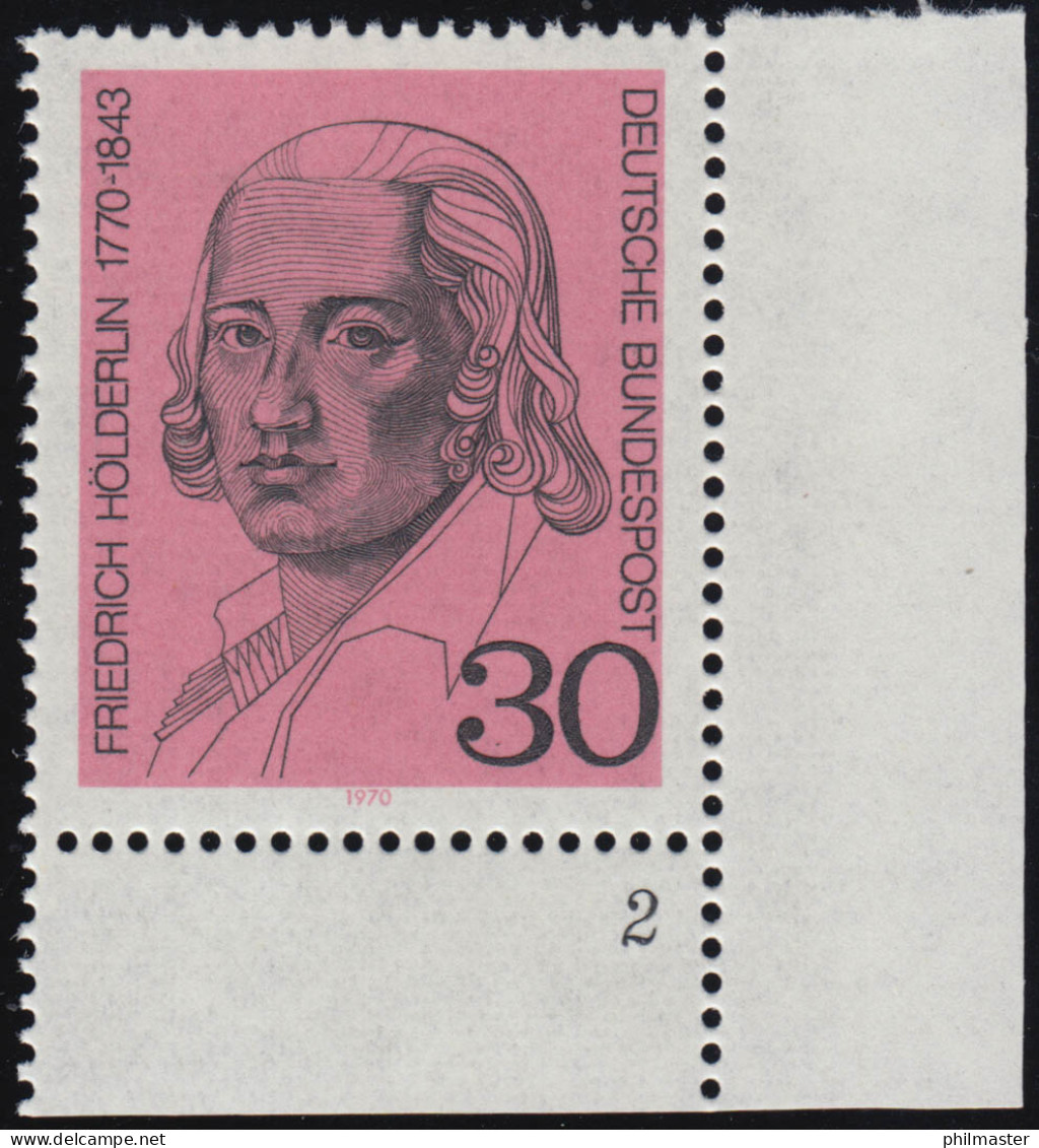 618 Friedrich Hölderlin 30 Pf ** FN2 - Unused Stamps