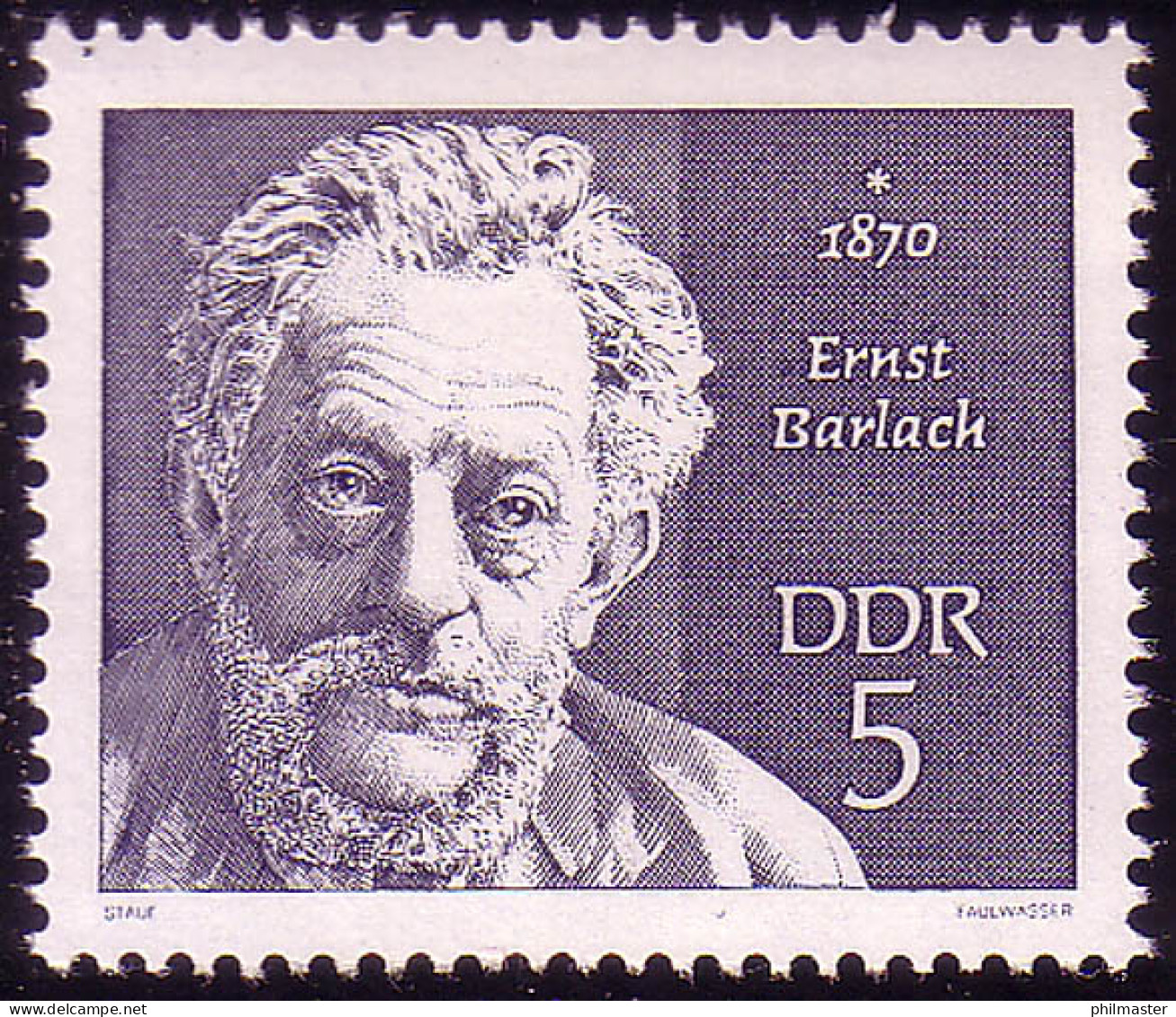 1534 Persönlichkeiten Barlach 5 Pf ** Postfrisch - Unused Stamps