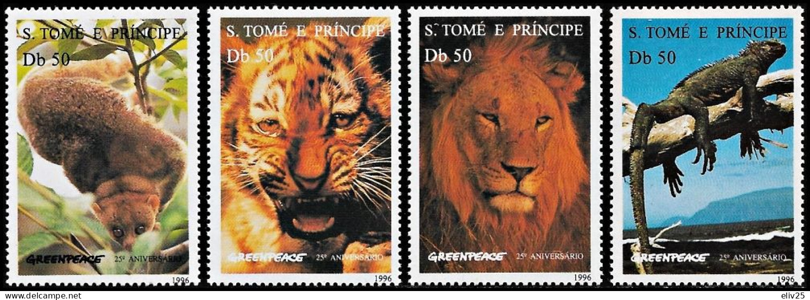 Sao Tomé And Príncipe (Saint Thomas) 1996, Animals Tiger Lion - 4 V. MNH - Raubkatzen