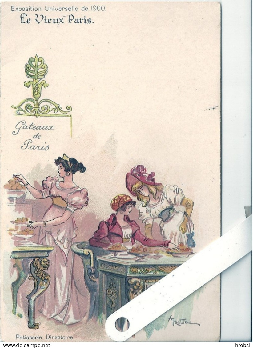 Illustrateur Alsace, Robida, Vieux Paris  Pâtisserie Directoire, Expo 1900 - Robida