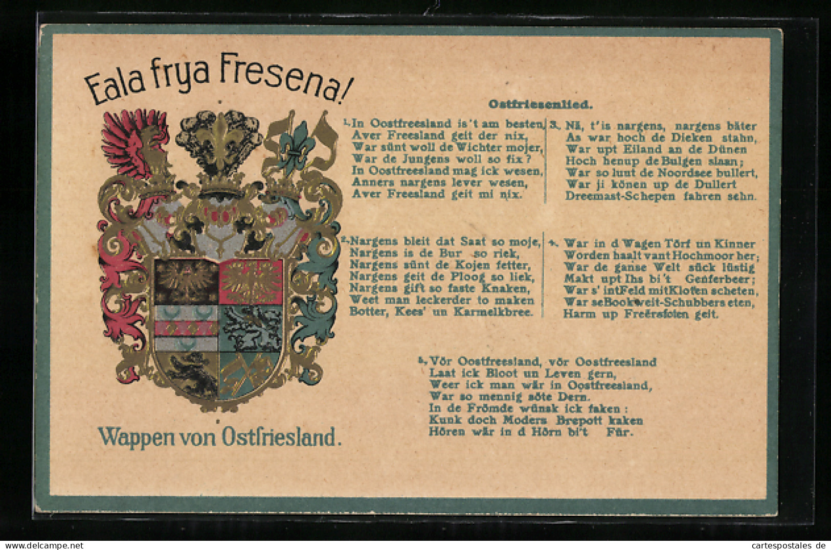 AK Wappen Von Ostfriesland Mit Gedicht  - Genealogie