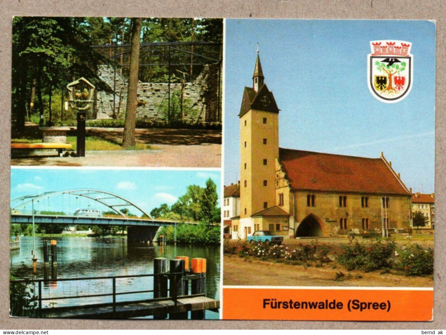 A1627} BRD (DDR-Zeit) - AK -  Fürstenwalde - Heimattiergarten, Rathaus, Spree - Fuerstenwalde