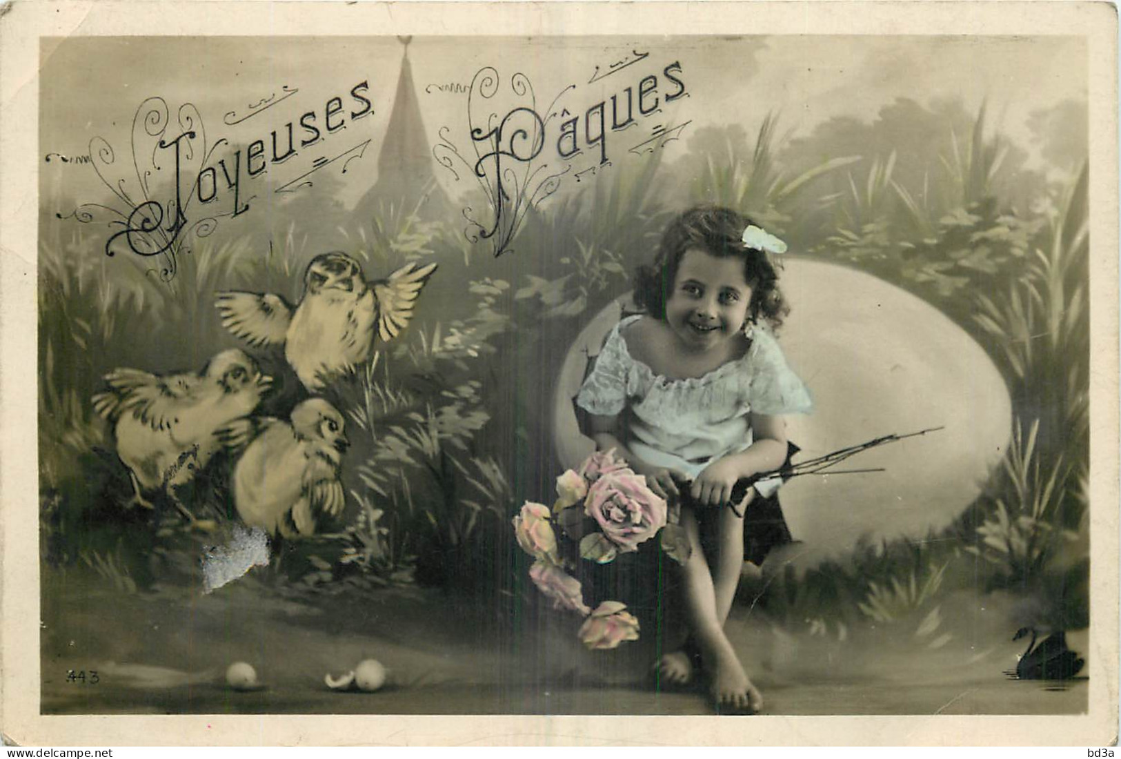 FILLETTE - LITTLE GIRL - MÄDCHEN - OEUFS DE PAQUES - OISEAUX - ROSES - JOYEUSES PAQUES  - Altri & Non Classificati