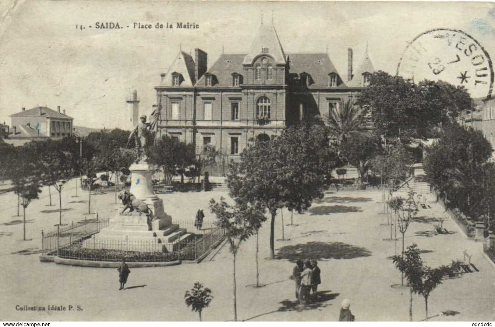 SAIDA  Place De La Mairie Animée RV Cachet Hopital Militaire De Saida - Saïda
