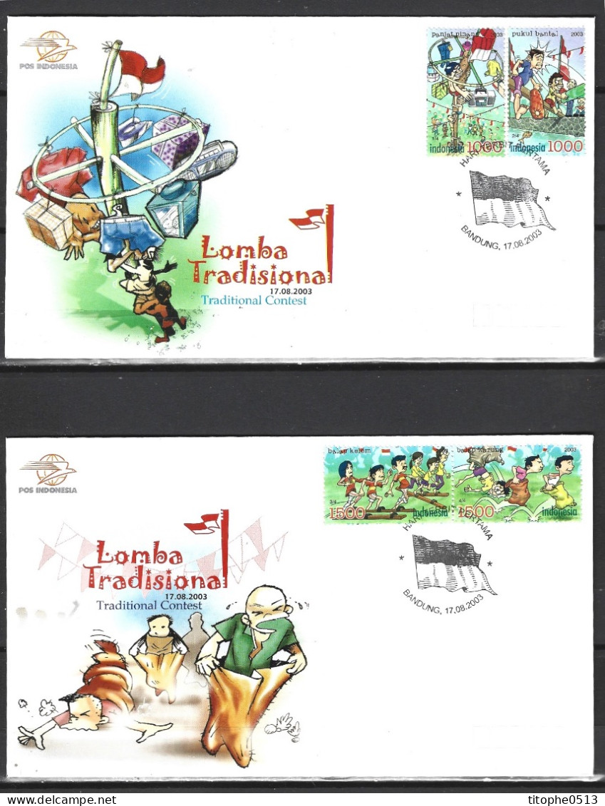 INDONESIE. N°2013-6 De 2003 Sur 2 Enveloppes 1er Jour. Jeux Traditionnels. - Ohne Zuordnung