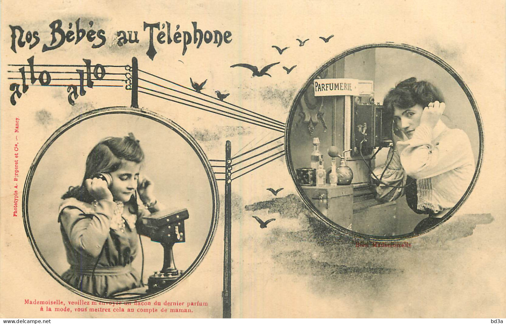 4 CPA BERGERET - ENFANTS - NOS BEBES AU TELEPHONE - Bergeret