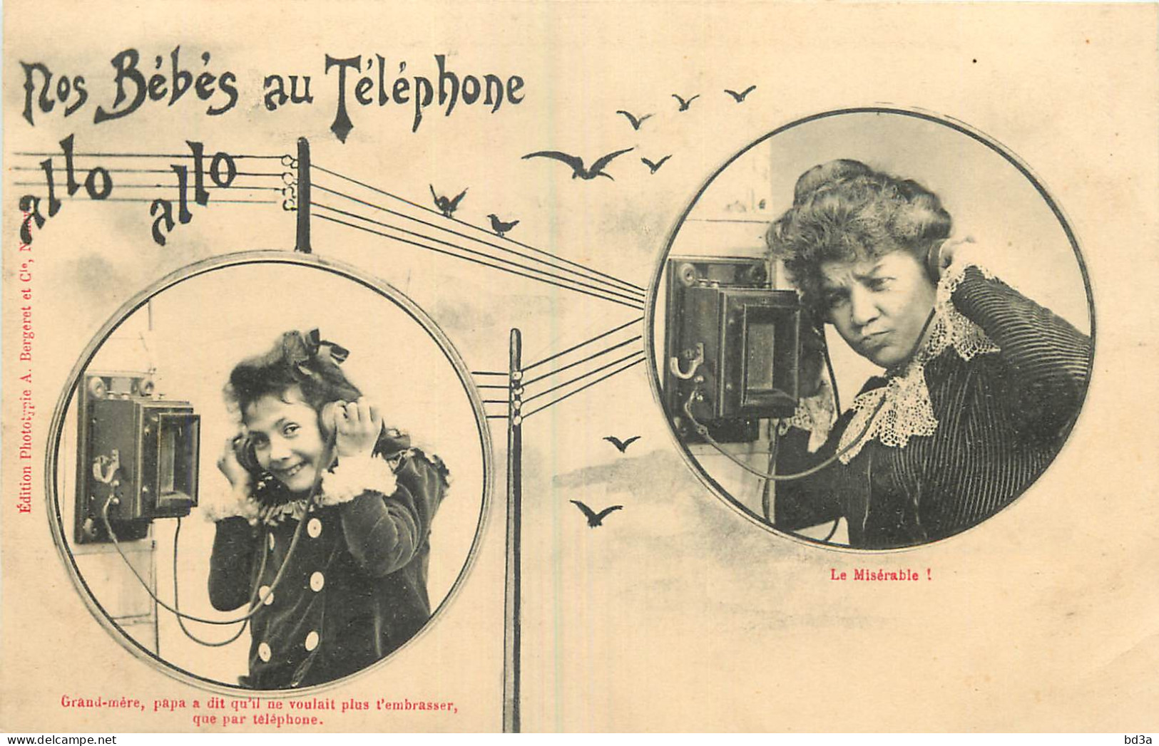 4 CPA BERGERET - ENFANTS - NOS BEBES AU TELEPHONE - Bergeret